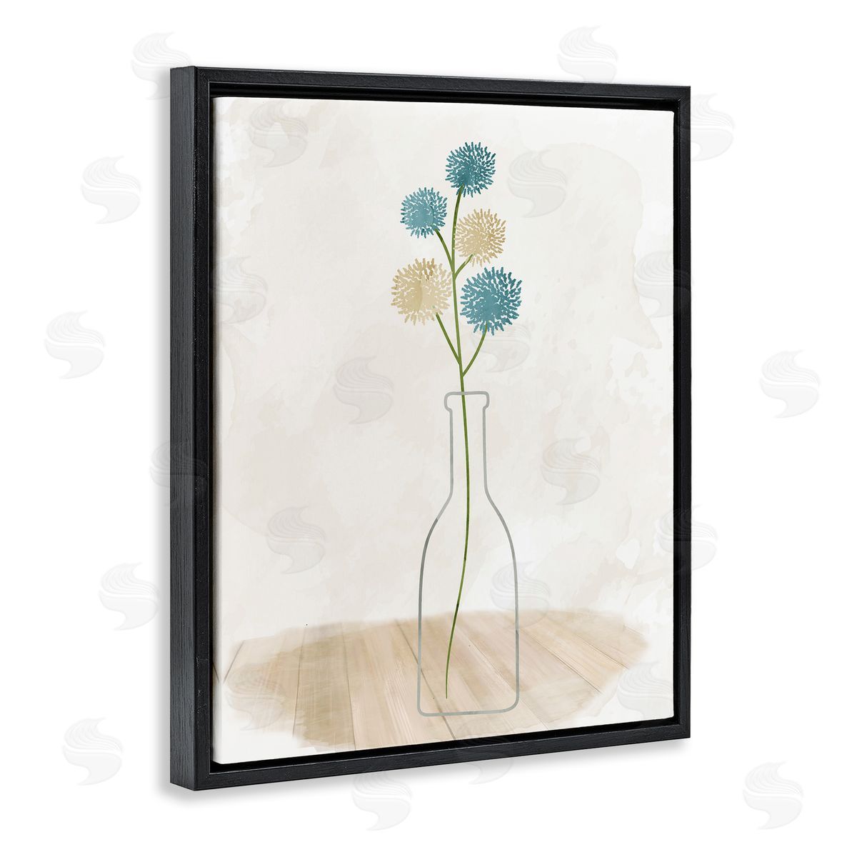 Simple Bud Vase Black Floating Frame Canvas Wall Art, Home Decor by Kim Allen