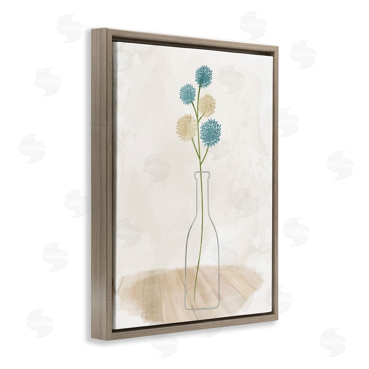 Simple Bud Vase Brown Floating Frame Canvas Wall Art, Home Decor by Kim Allen