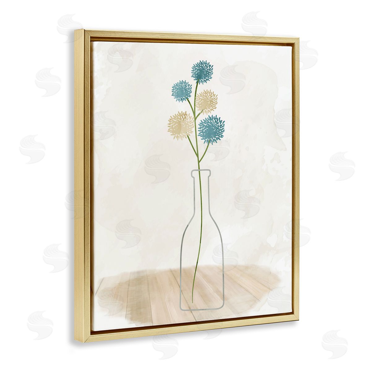 Simple Bud Vase Gold Floating Frame Canvas Wall Art, Home Decor by Kim Allen