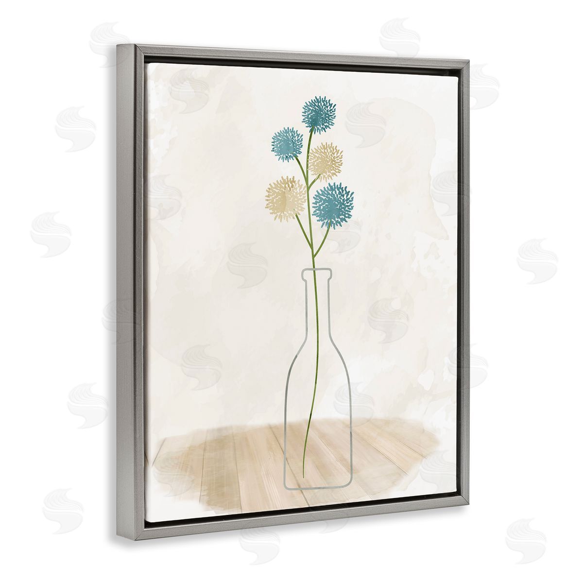 Simple Bud Vase Grey Floating Frame Canvas Wall Art, Home Decor by Kim Allen