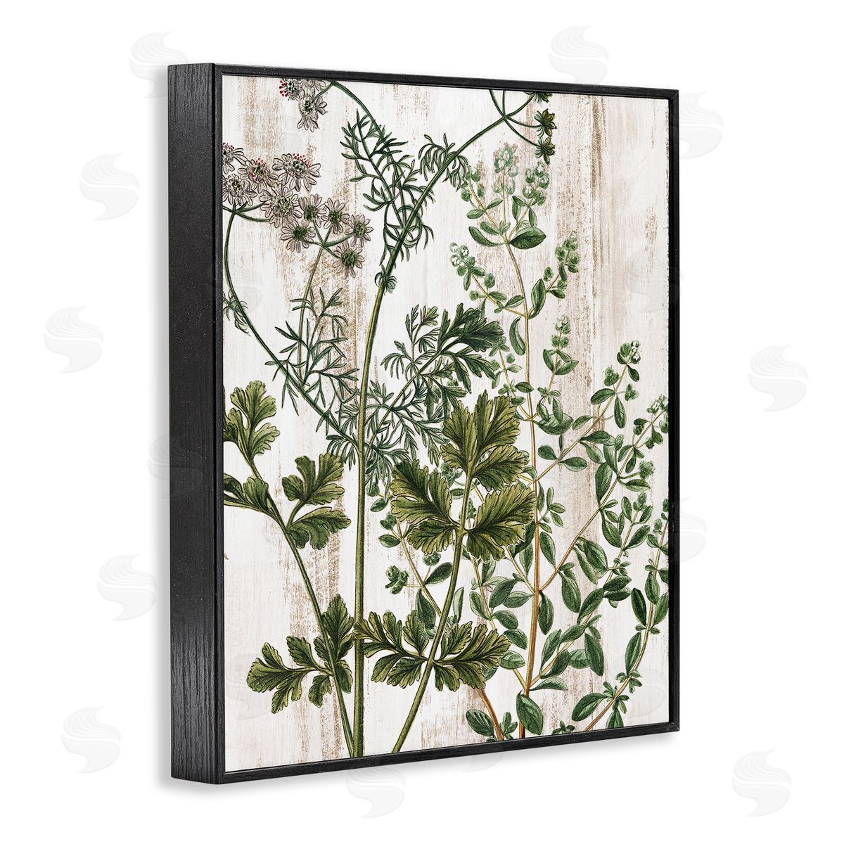 Botanical Greenery Pattern Black Frame Print Wall Art, Home Decor by Kim Allen