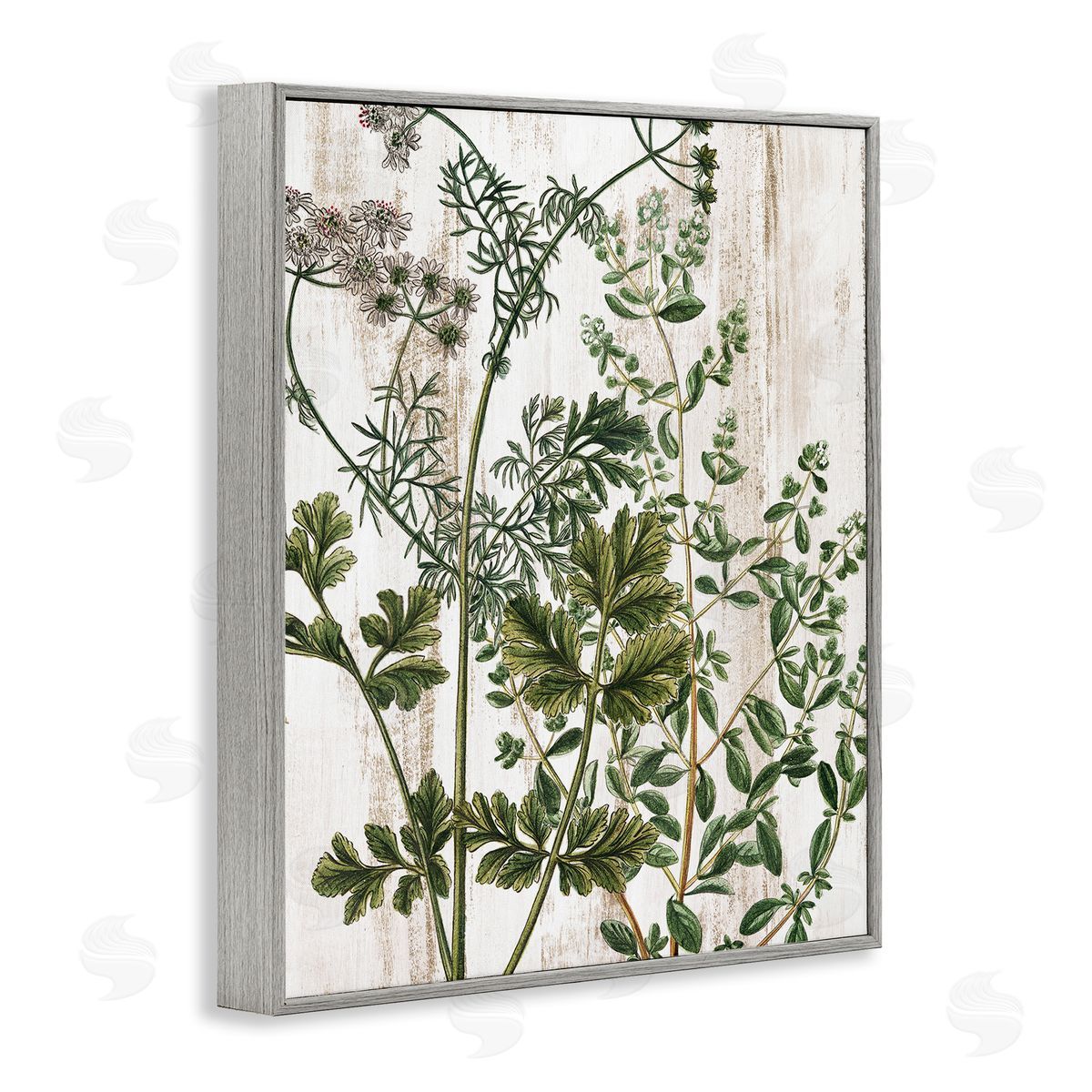 Botanical Greenery Pattern Grey Frame Print Wall Art, Home Decor by Kim Allen