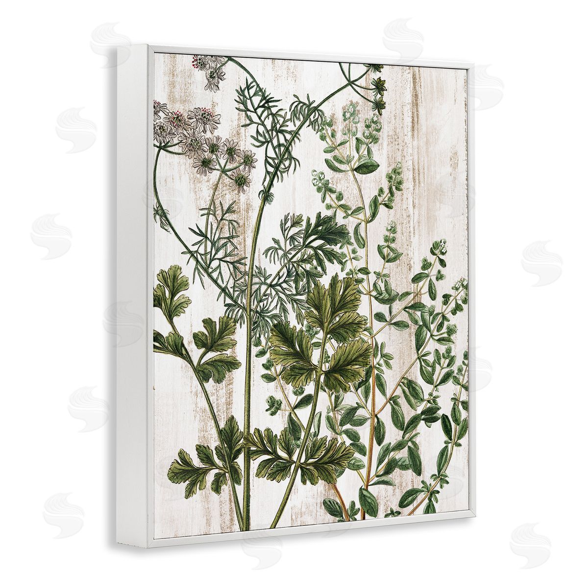 Botanical Greenery Pattern White Frame Print Wall Art, Home Decor by Kim Allen