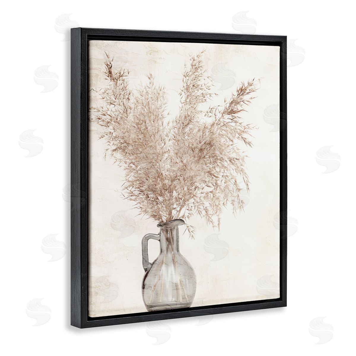 Wild Pampas Vase Black Floating Frame Canvas Wall Art, Home Decor by Kim Allen