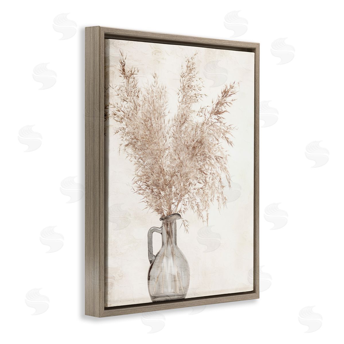 Wild Pampas Vase Brown Floating Frame Canvas Wall Art, Home Decor by Kim Allen