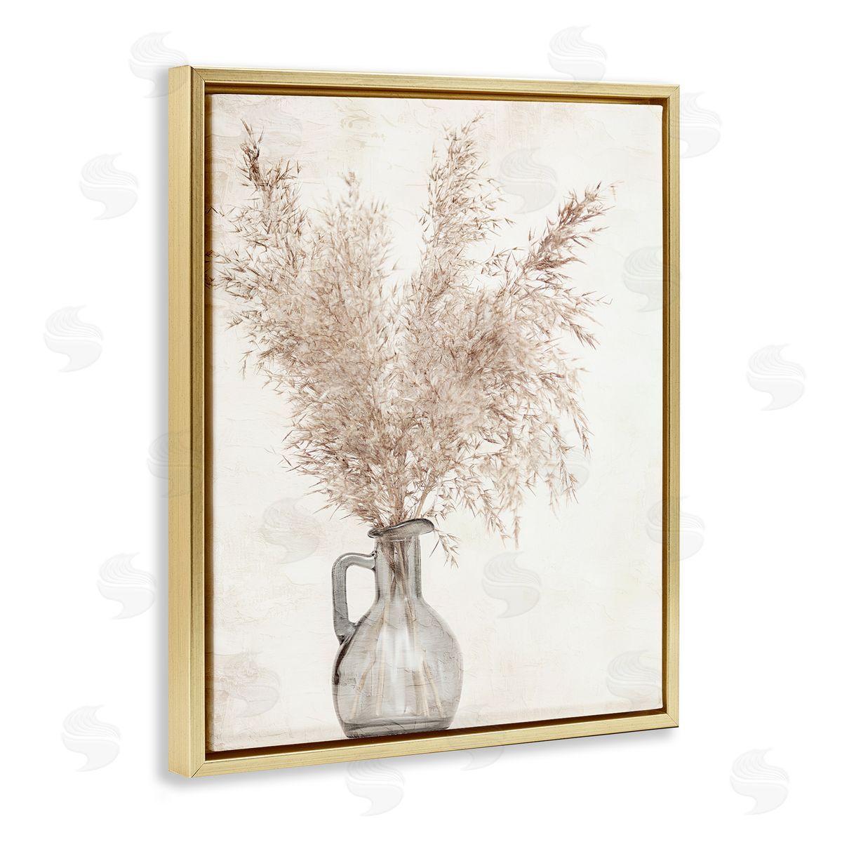 Wild Pampas Vase Gold Floating Frame Canvas Wall Art, Home Decor by Kim Allen