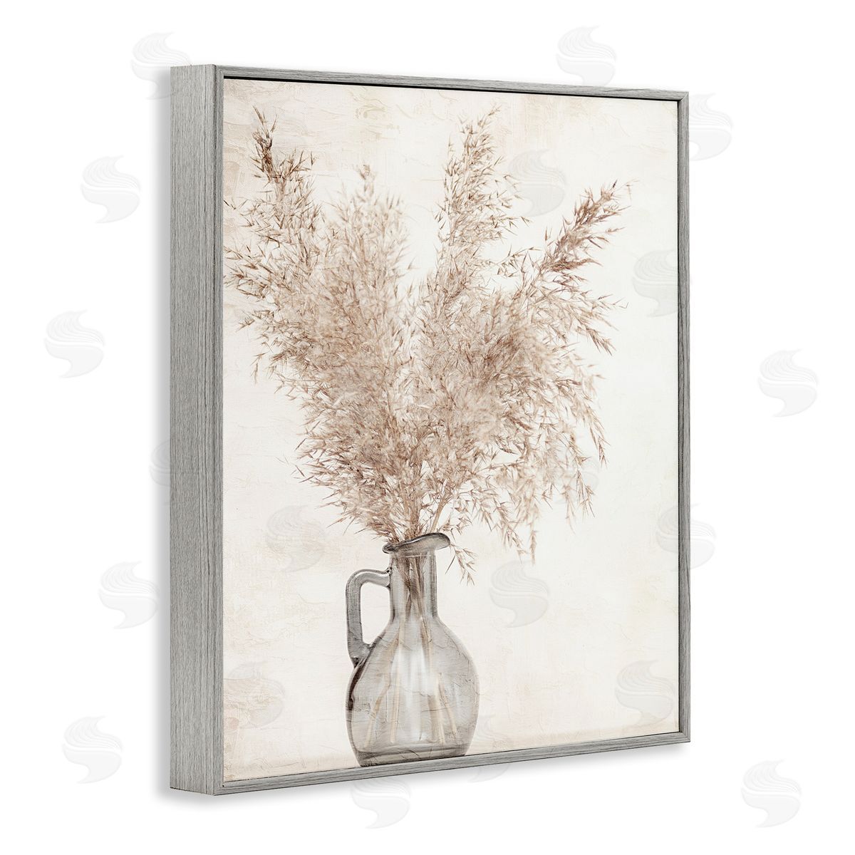 Wild Pampas Vase Grey Frame Print Wall Art, Home Decor by Kim Allen