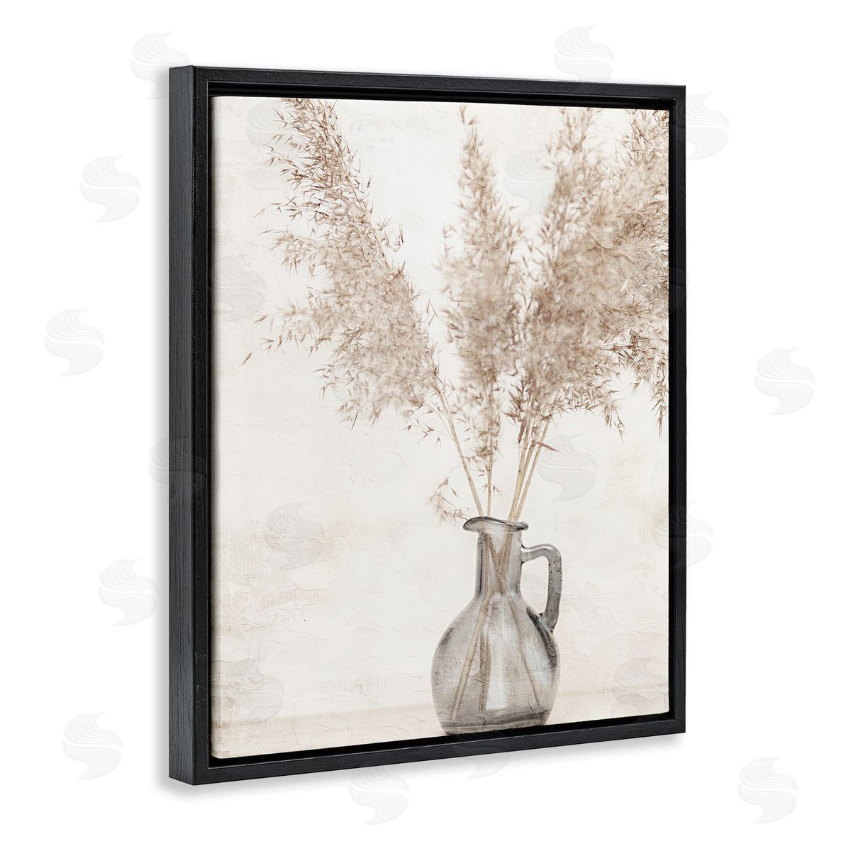 Organic Pampas Vase Black Floating Frame Canvas Wall Art, Home Decor by Kim Allen