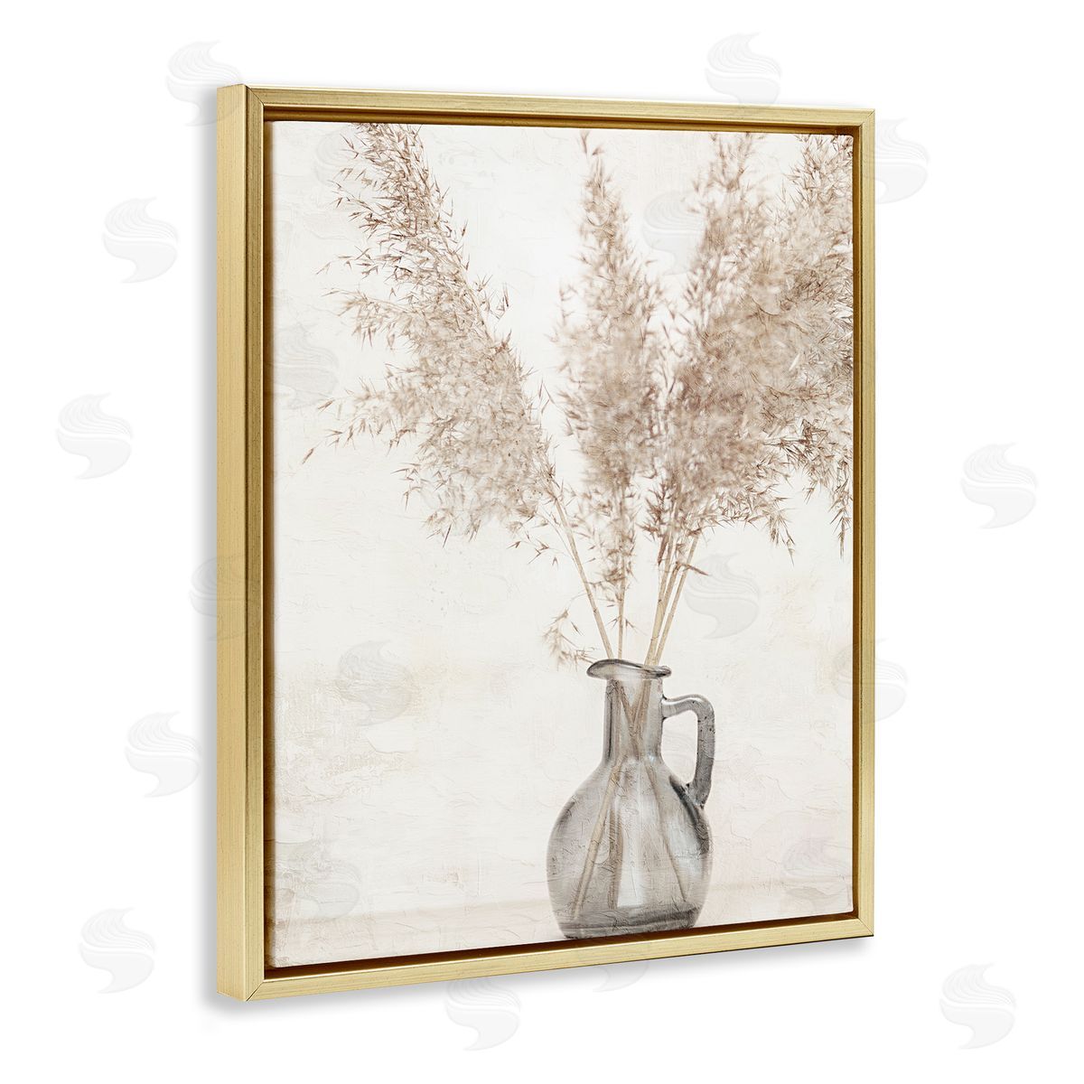Organic Pampas Vase Gold Floating Frame Canvas Wall Art, Home Decor by Kim Allen