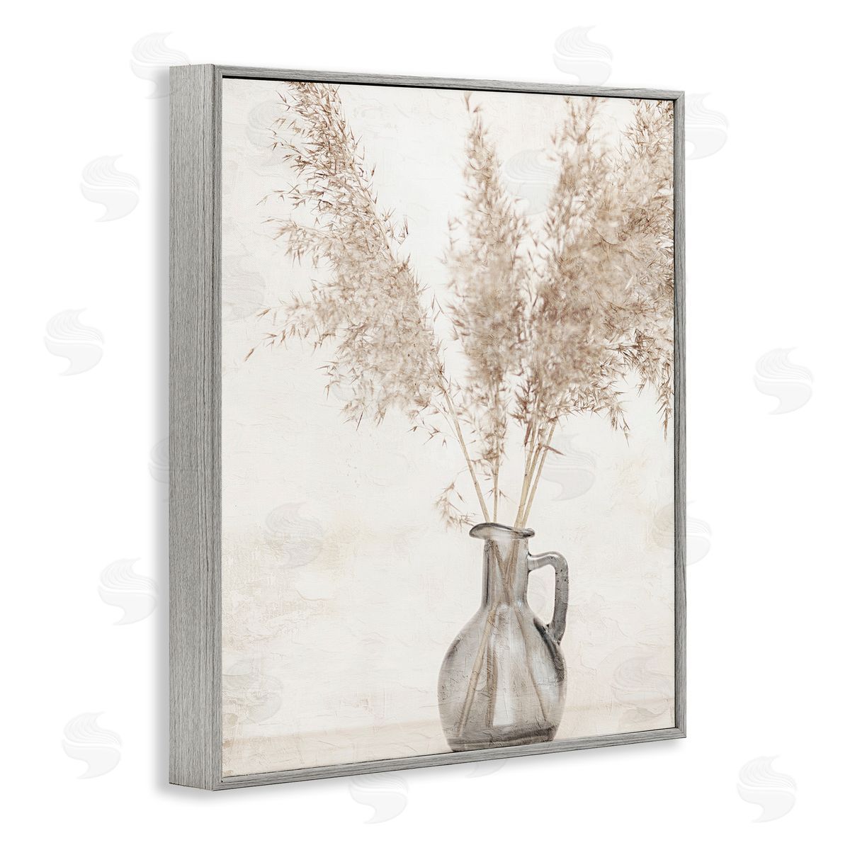Organic Pampas Vase Grey Frame Print Wall Art, Home Decor by Kim Allen
