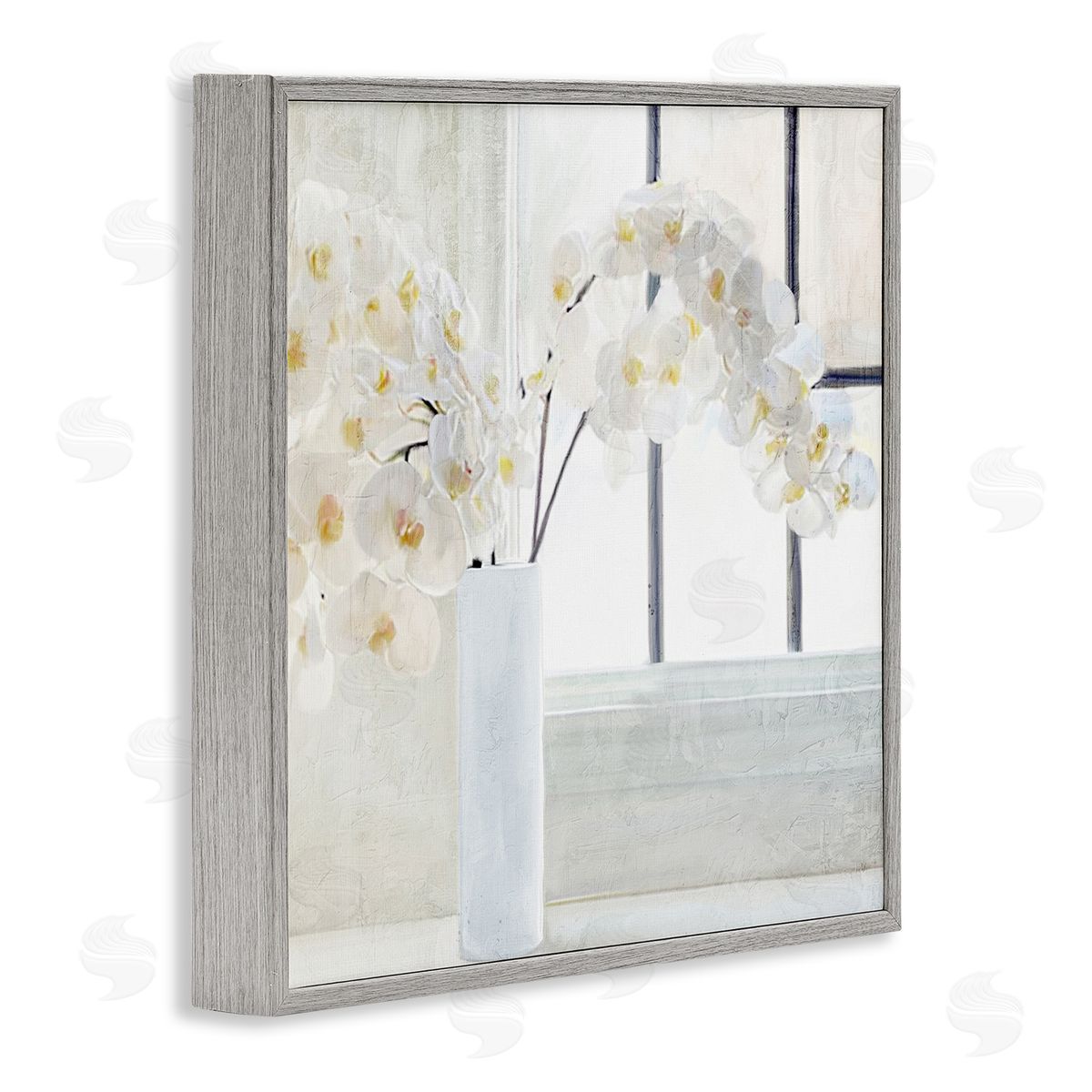 Kim Allen Orchid Stems Windowsill Gray Framed Giclee Wall Art Print