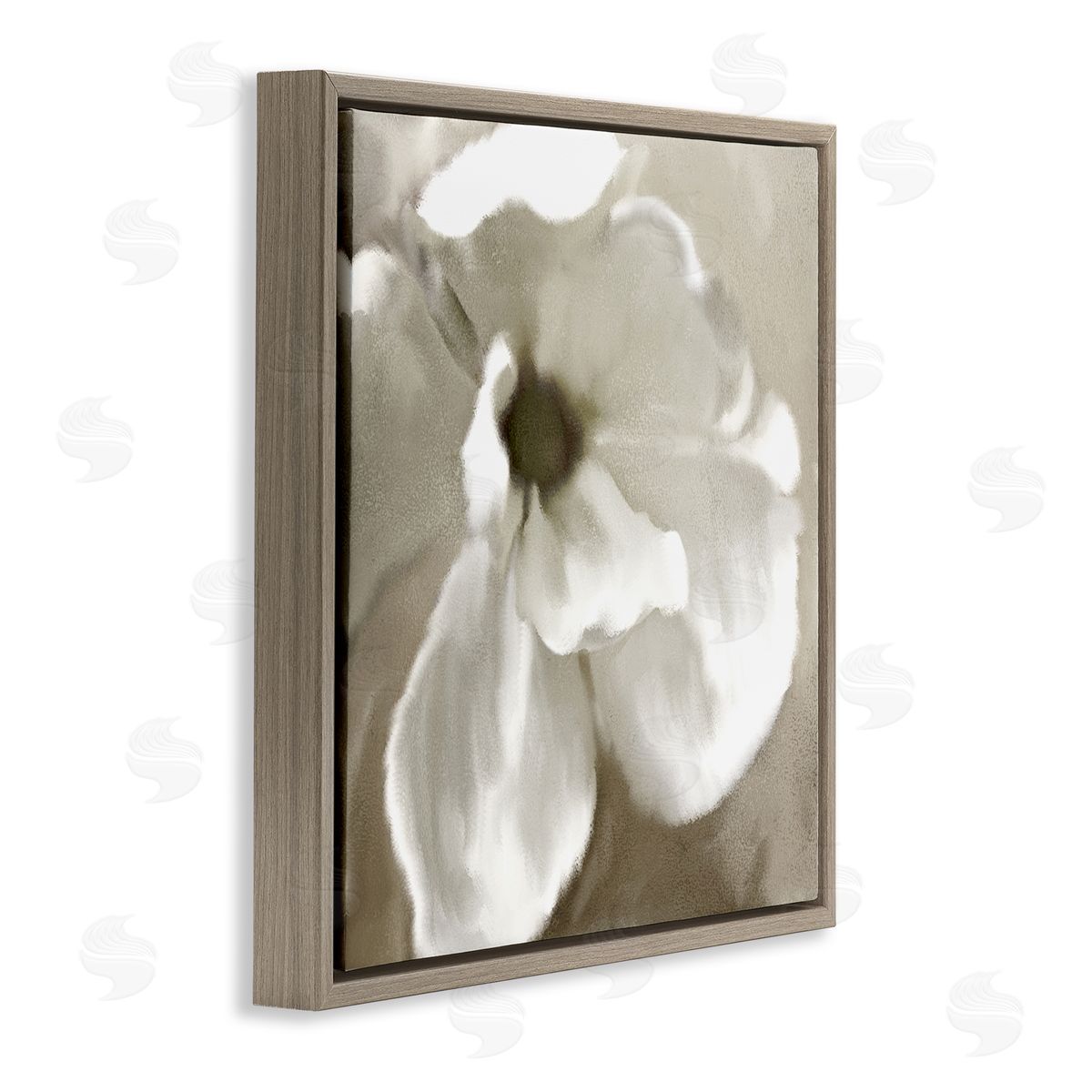 Kim Allen Blooming Magnolia Petals Brown Floating Frame Canvas Wall Art Print