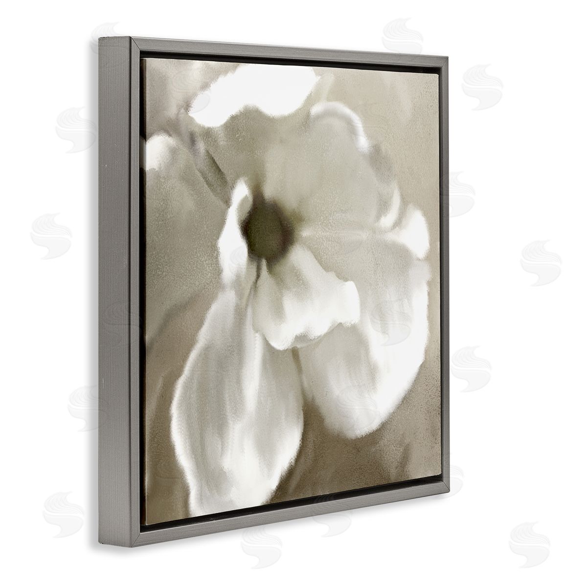Kim Allen Blooming Magnolia Petals Gray Floating Frame Canvas Wall Art Print