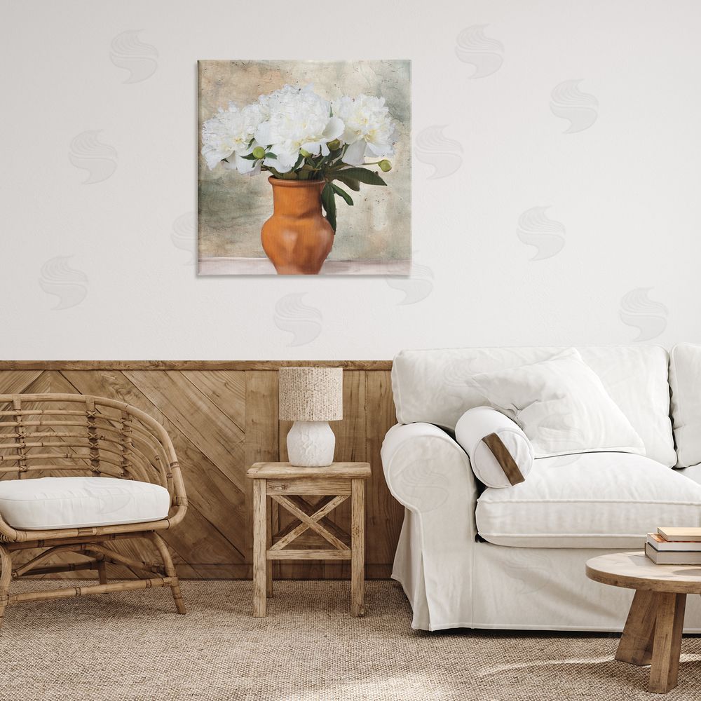 Kim Allen Rustic Terracotta Vase Canvas Wall Art Print in Room