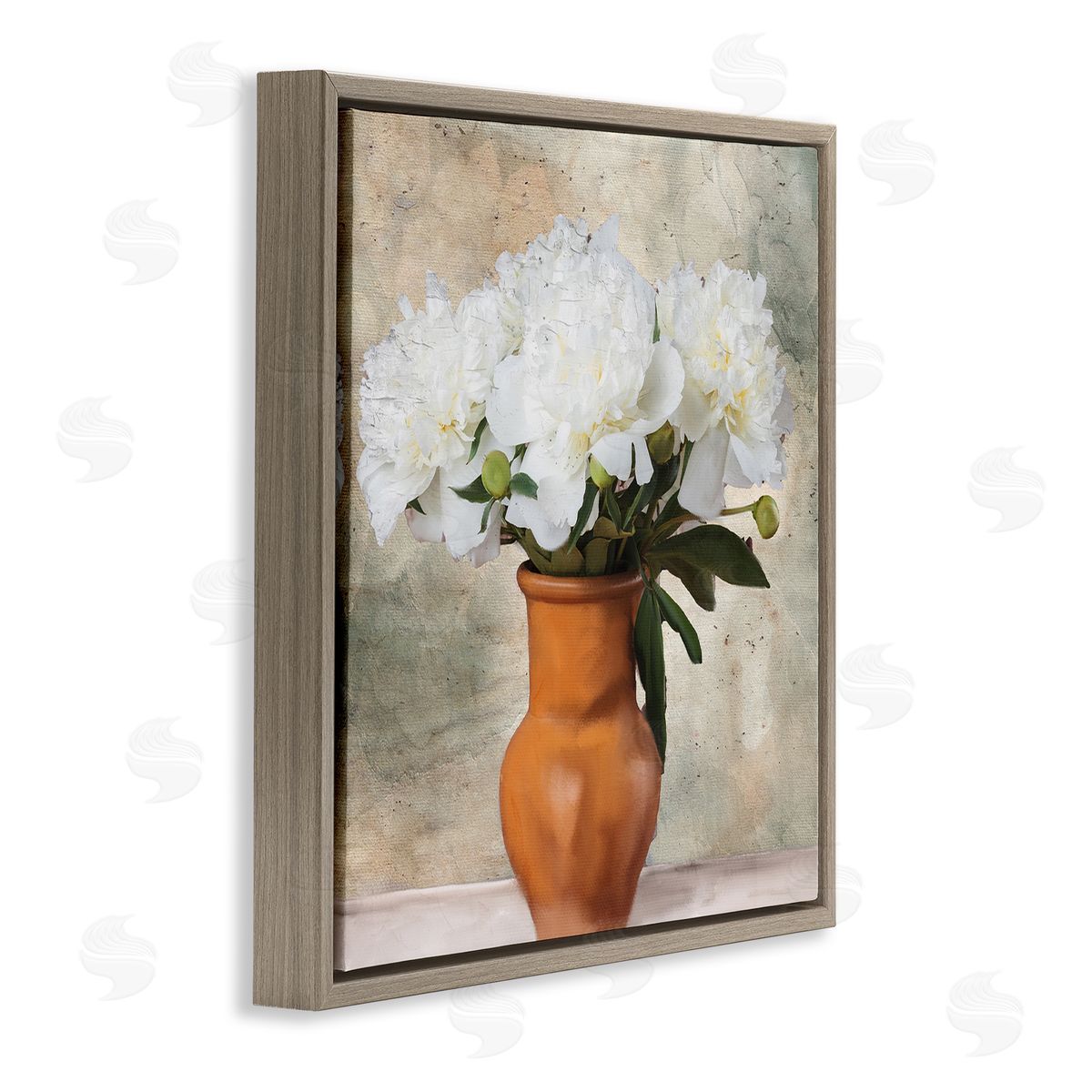 Kim Allen Rustic Terracotta Vase Brown Floating Frame Canvas Wall Art Print