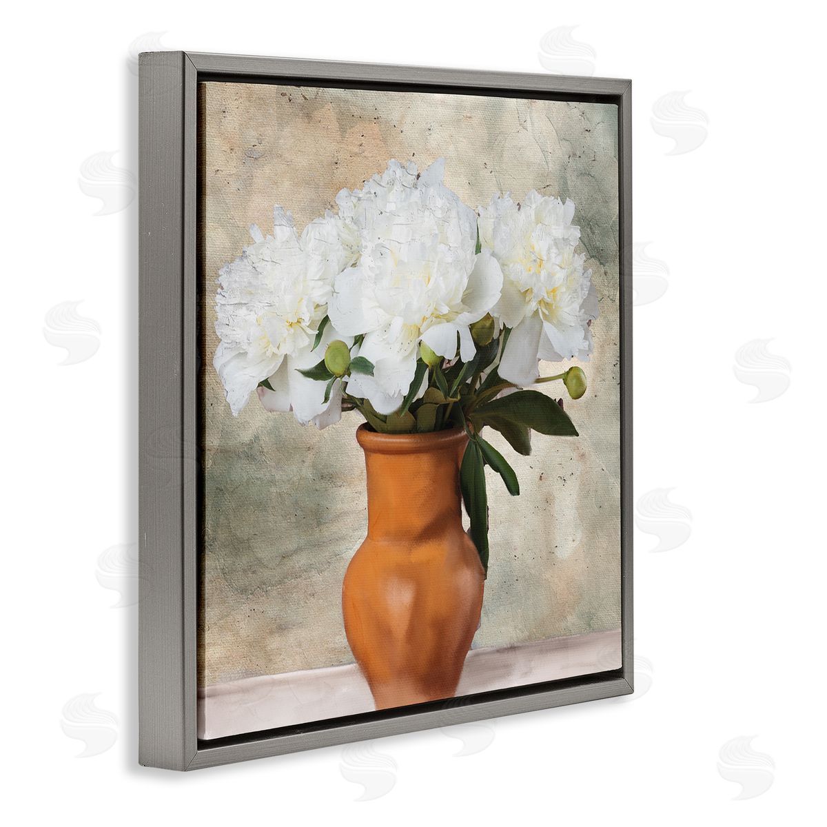Kim Allen Rustic Terracotta Vase Gray Floating Frame Canvas Wall Art Print