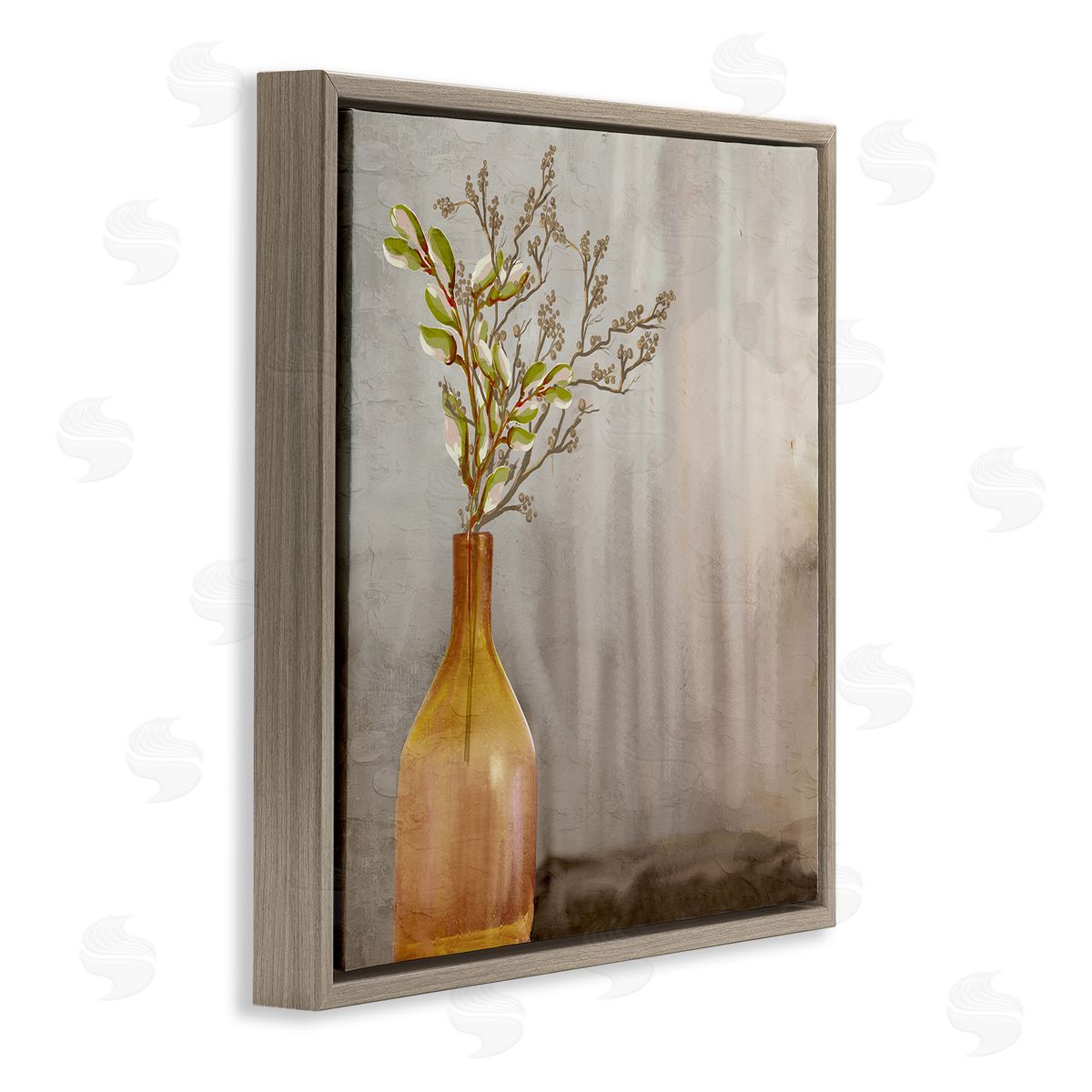 Kim Allen Traditional Amber Vase Brown Floating Frame Canvas Wall Art Print