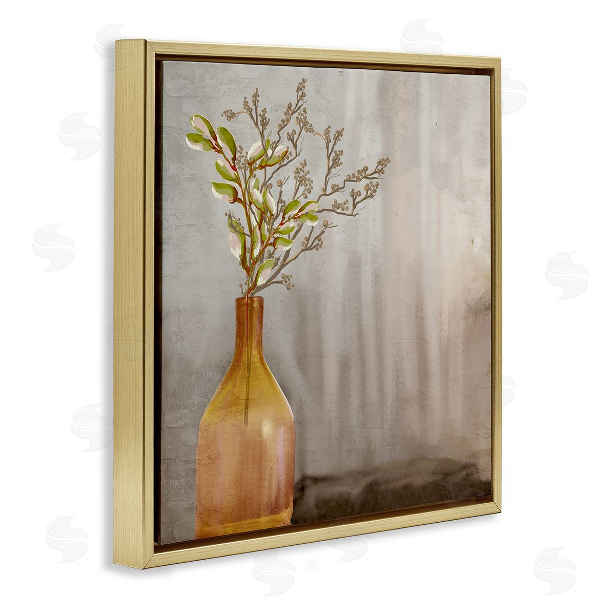 Kim Allen Traditional Amber Vase Gold Floating Frame Canvas Wall Art Print