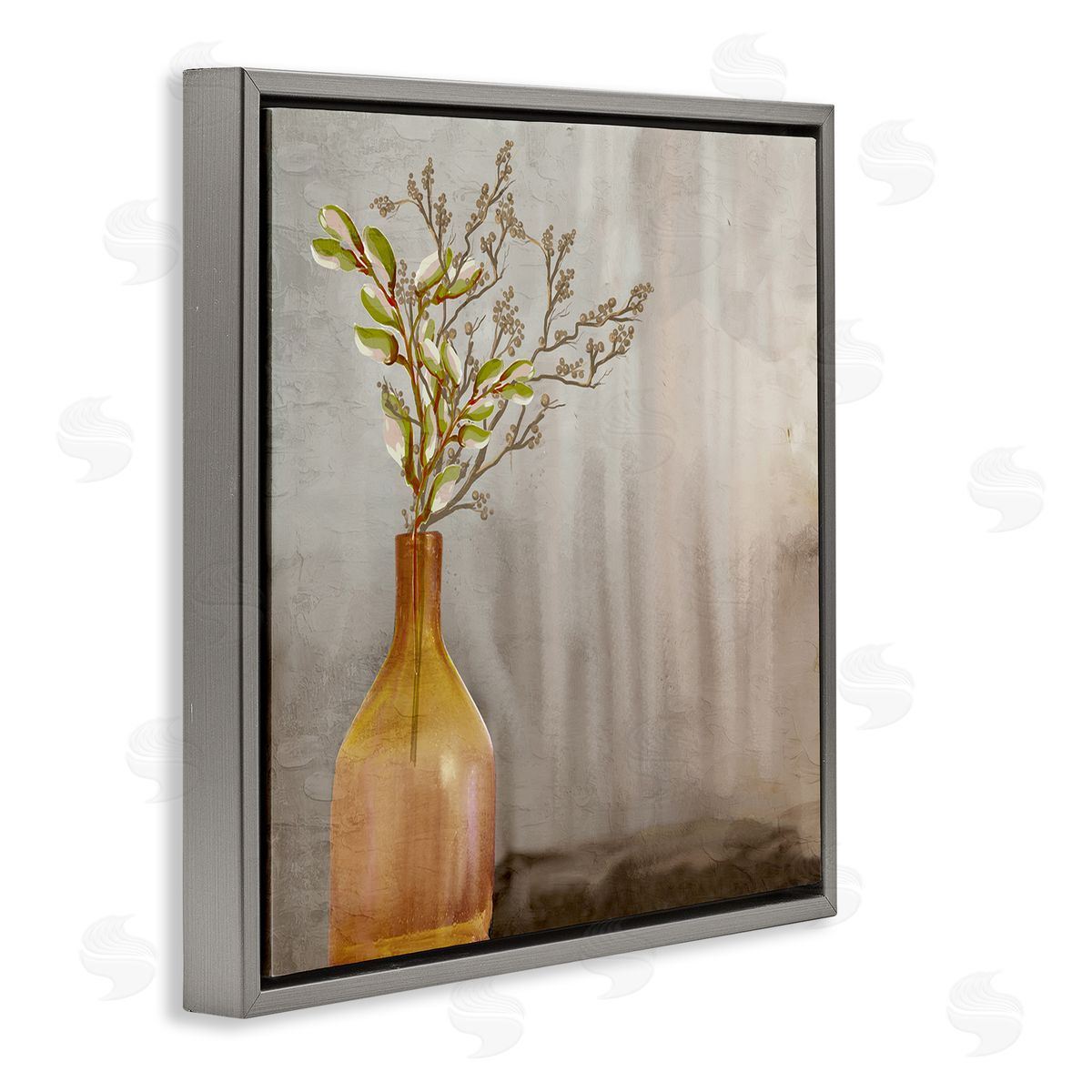 Kim Allen Traditional Amber Vase Gray Floating Frame Canvas Wall Art Print