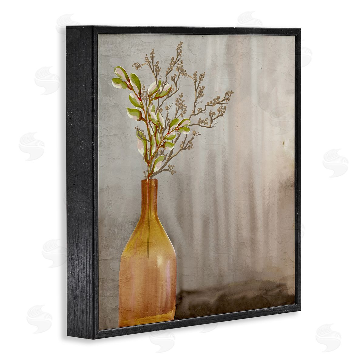 Kim Allen Traditional Amber Vase Black Framed Giclee Wall Art Print