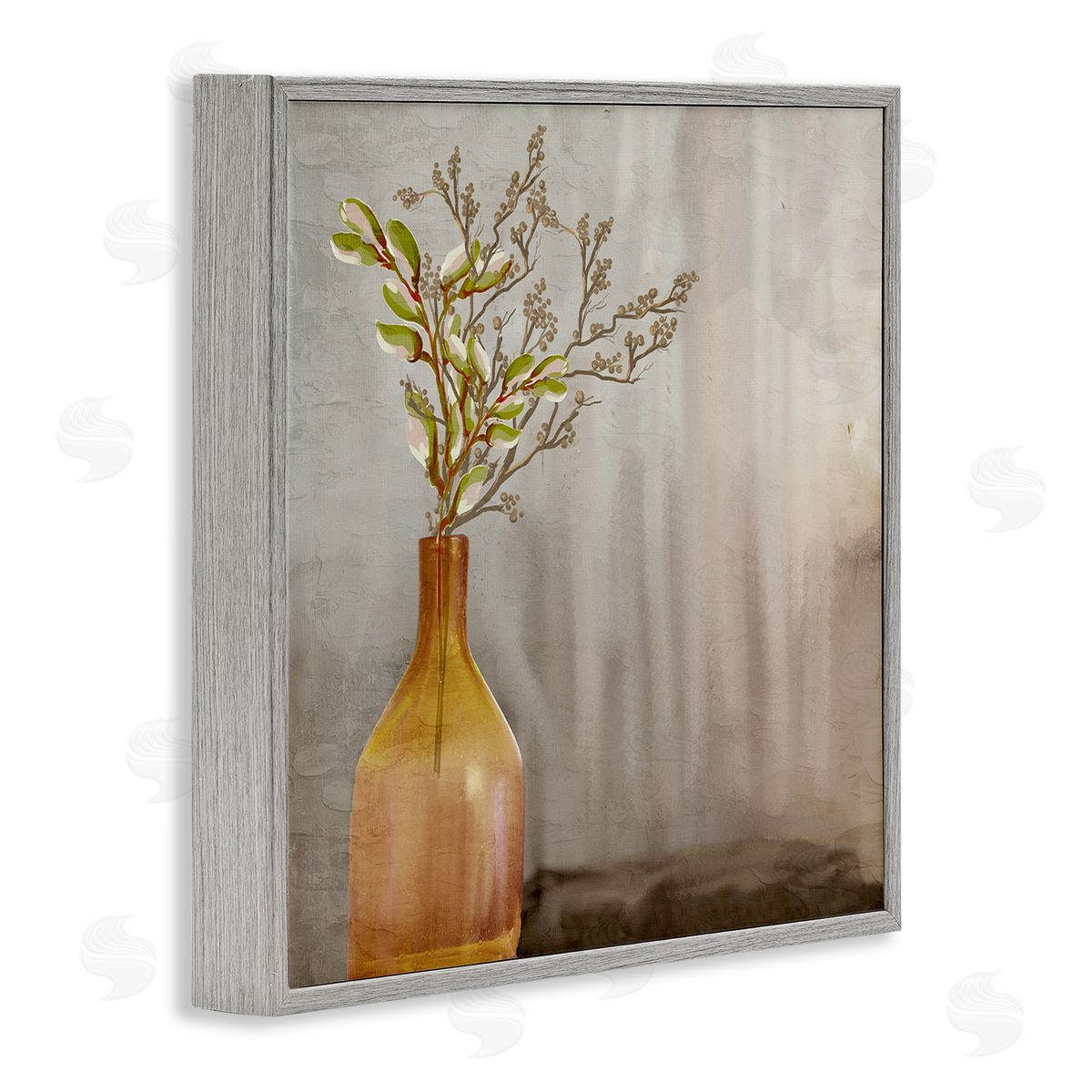 Kim Allen Traditional Amber Vase Gray Framed Giclee Wall Art Print