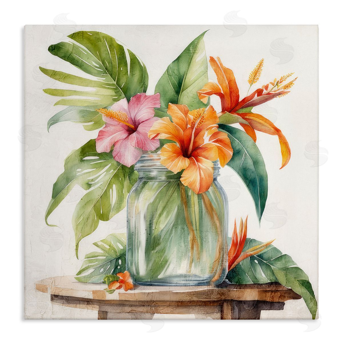 Kim Allen Tropical Floral Jar Canvas Wall Art Print