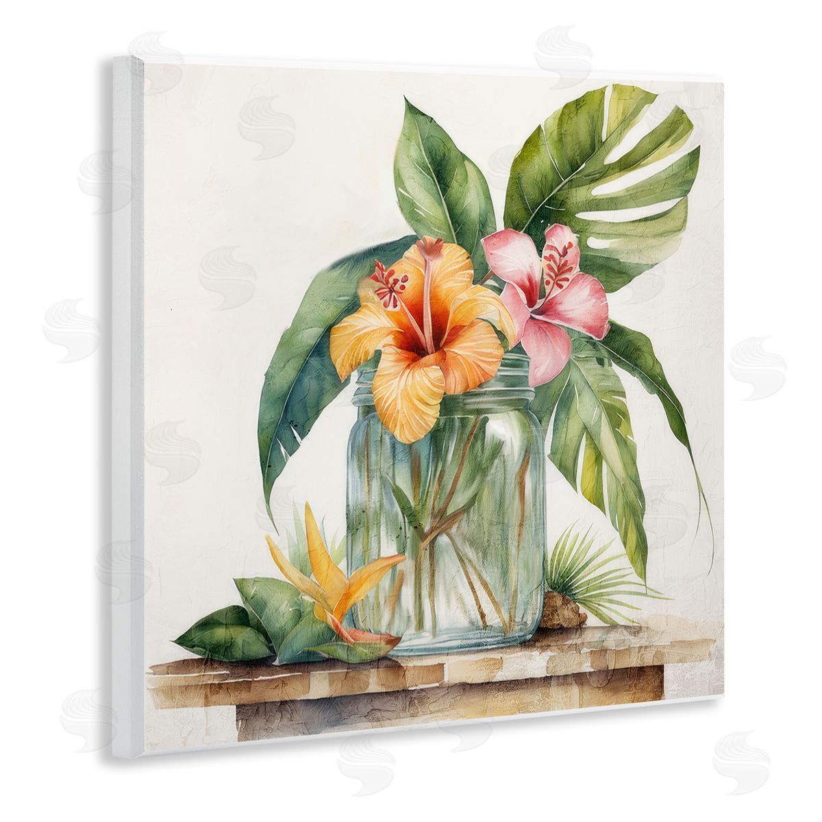 Kim Allen Tropical Floral Vase Wooden Wall Plaque Art Print