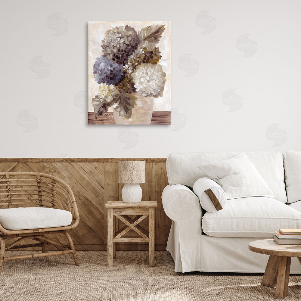 Kelley Talent Full Hydrangea Blooms Canvas Wall Art Print in Room