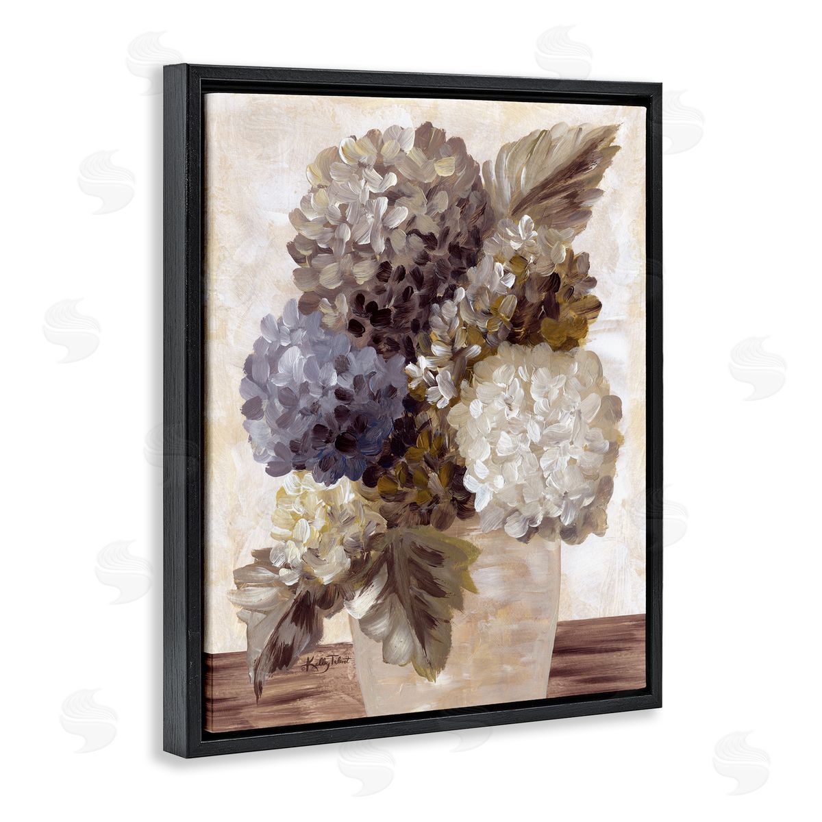 Kelley Talent Full Hydrangea Blooms Black Floating Frame Canvas Wall Art Print