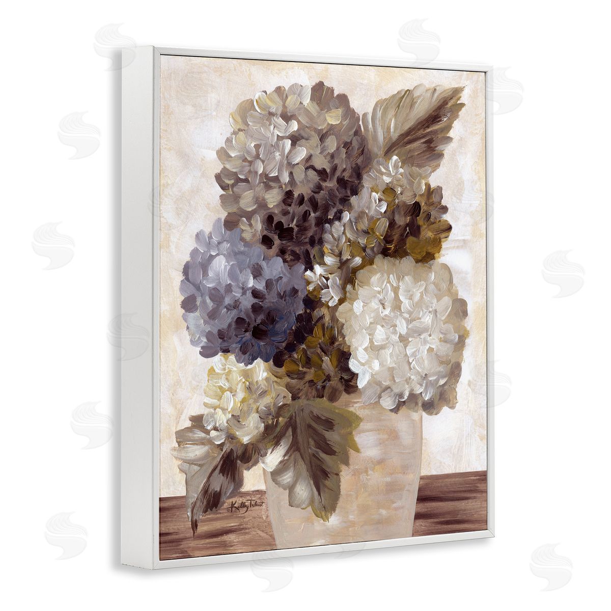 Kelley Talent Full Hydrangea Blooms White Framed Giclee Wall Art Print