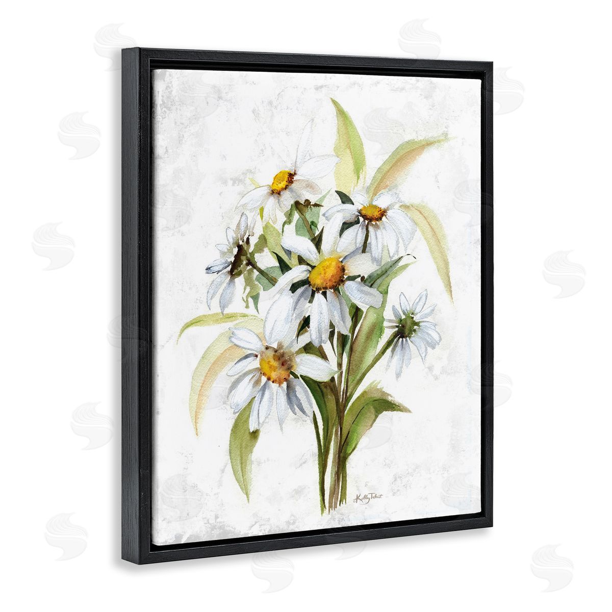 Kelley Talent Simple Daisy Bundle Black Floating Frame Canvas Wall Art Print