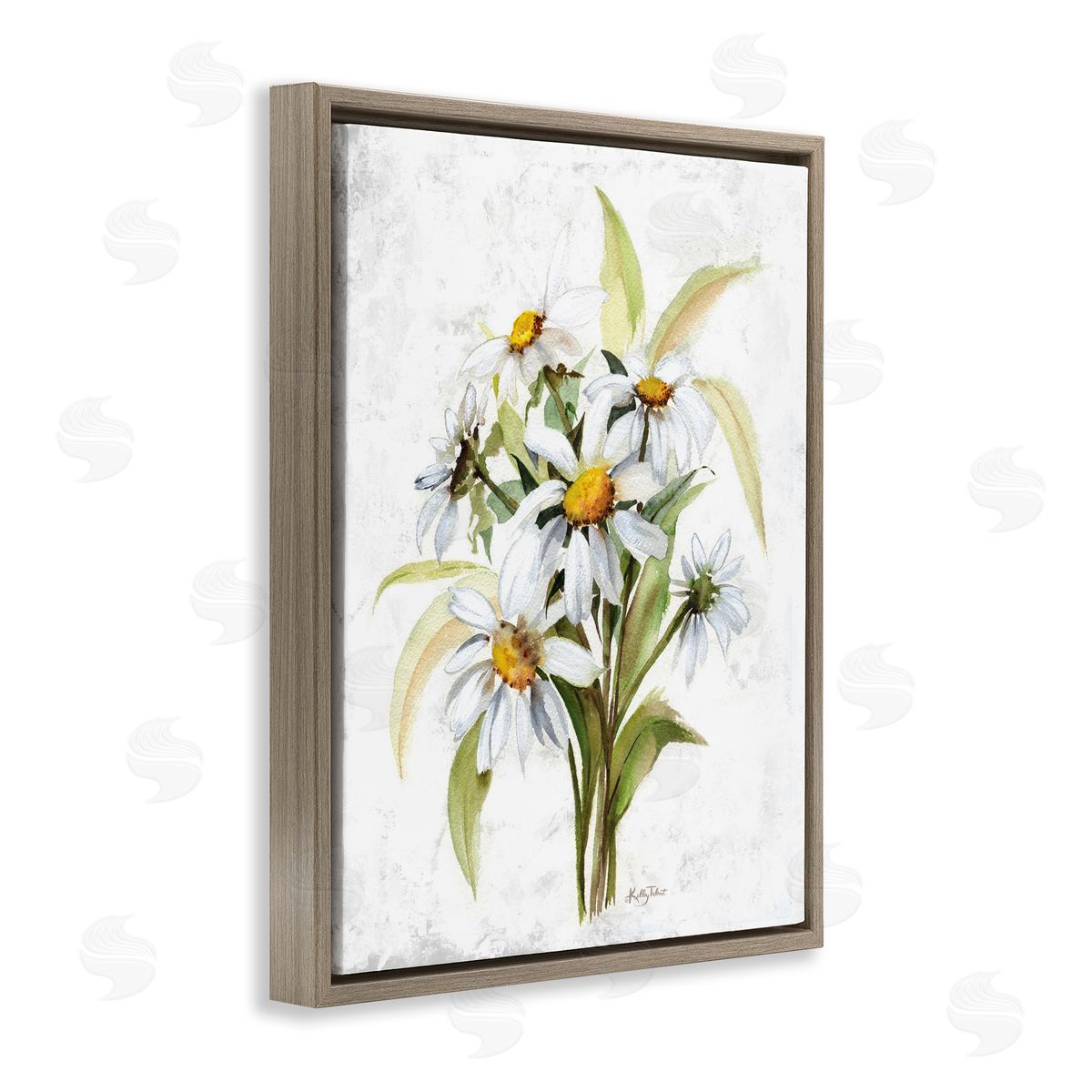 Kelley Talent Simple Daisy Bundle Brown Floating Frame Canvas Wall Art Print