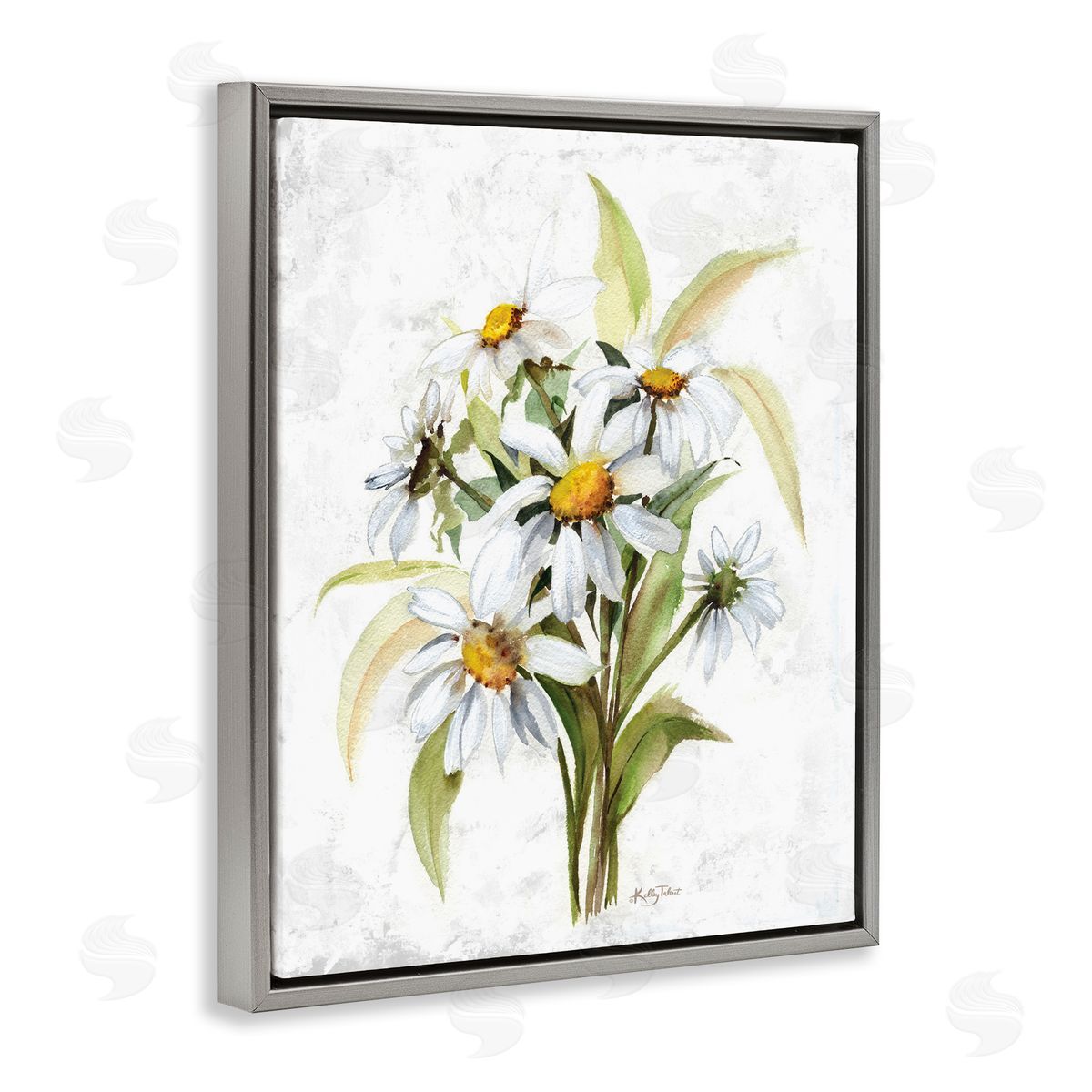 Kelley Talent Simple Daisy Bundle Gray Floating Frame Canvas Wall Art Print