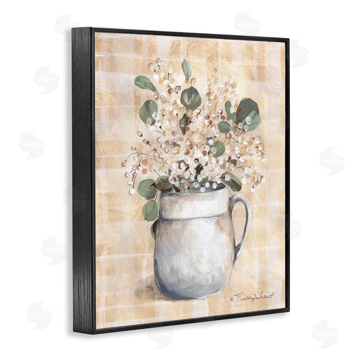 Kelley Talent Eucalyptus in Pottery Black Framed Giclee Wall Art Print