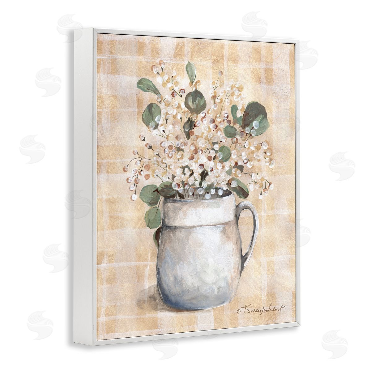 Kelley Talent Eucalyptus in Pottery White Framed Giclee Wall Art Print