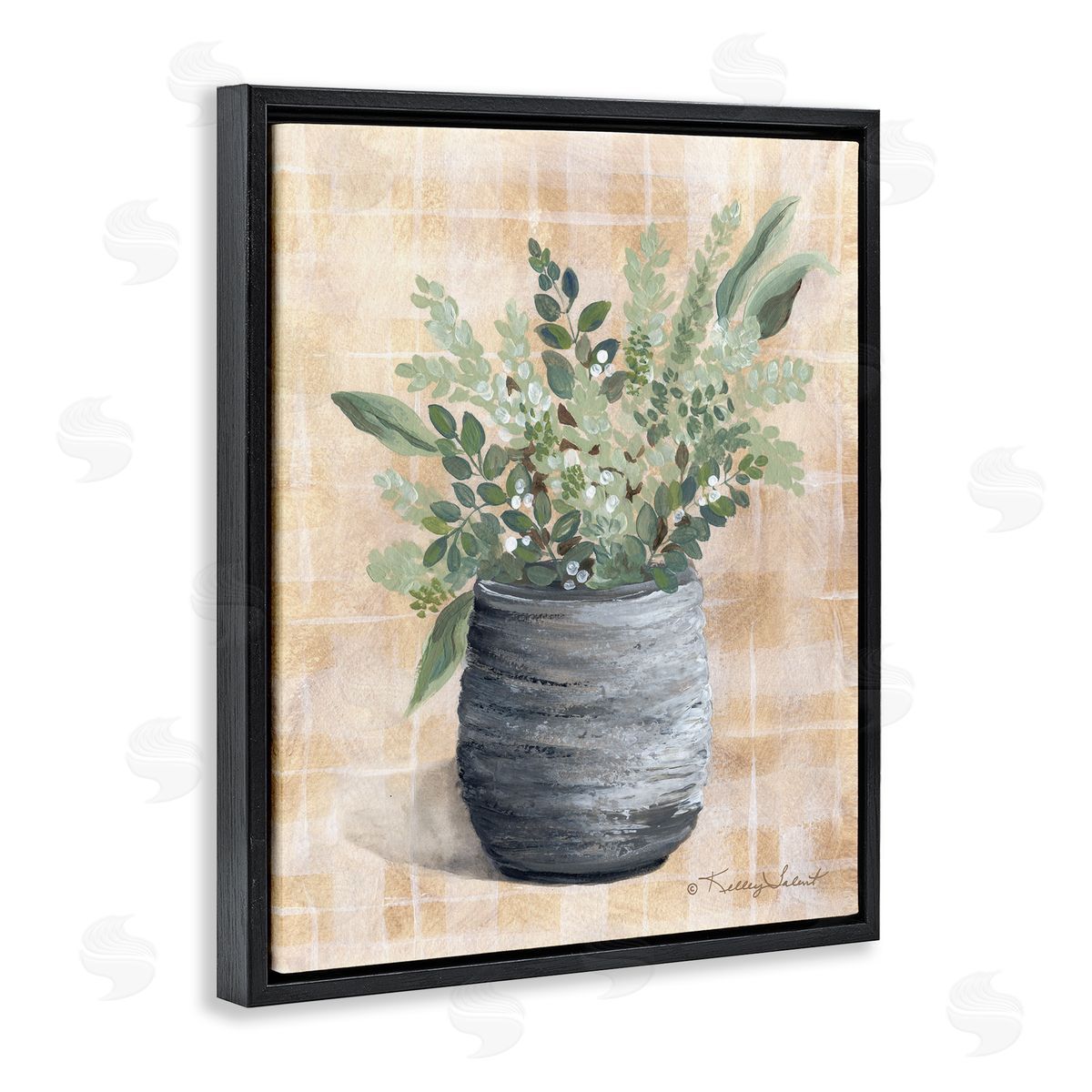 Kelley Talent Botanical Herbs Pottery Black Floating Frame Canvas Wall Art Print