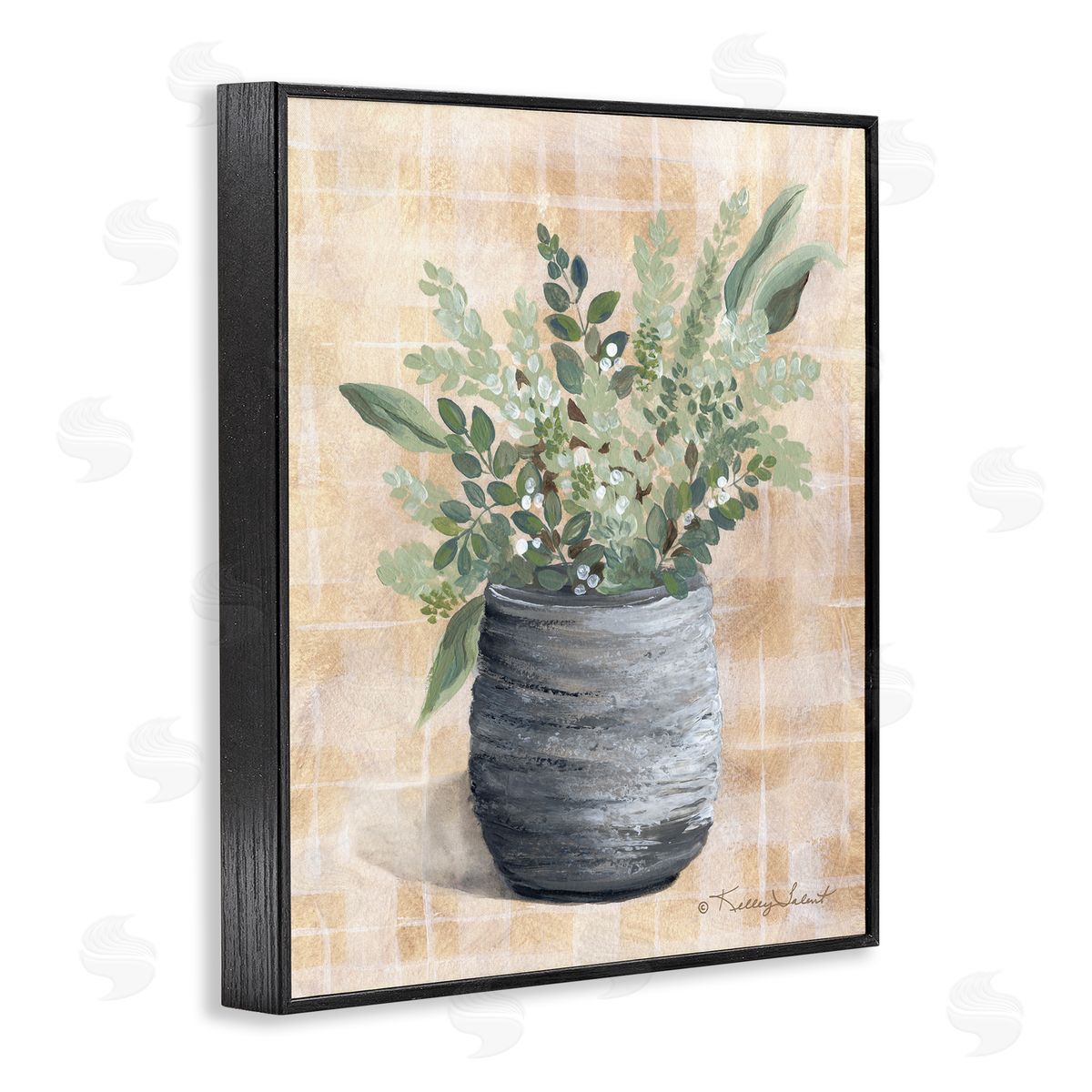 Kelley Talent Botanical Herbs Pottery Black Framed Giclee Wall Art Print