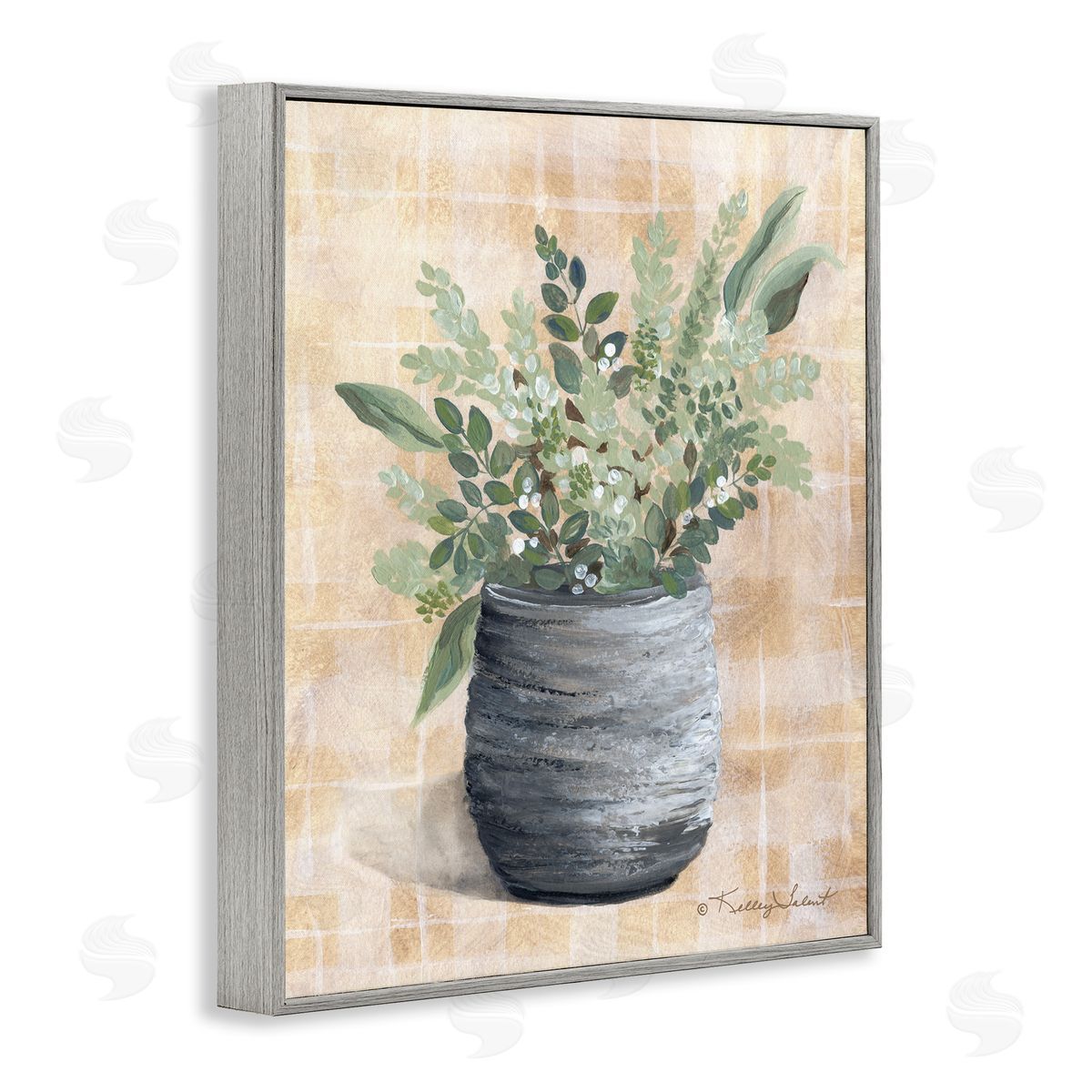 Kelley Talent Botanical Herbs Pottery Gray Framed Giclee Wall Art Print