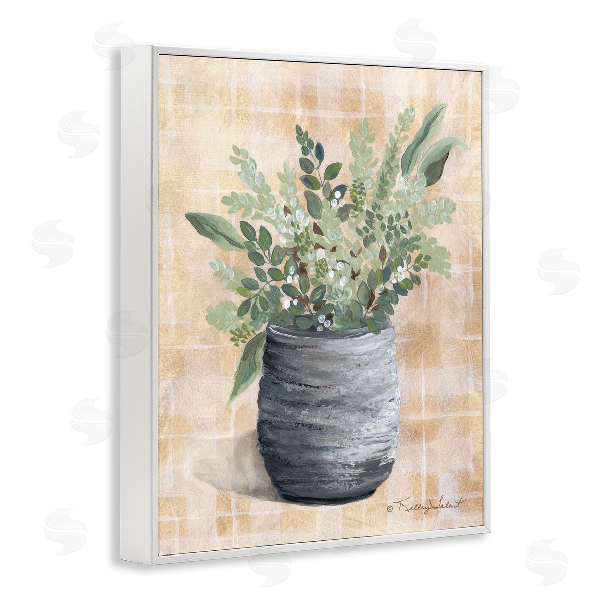 Kelley Talent Botanical Herbs Pottery White Framed Giclee Wall Art Print
