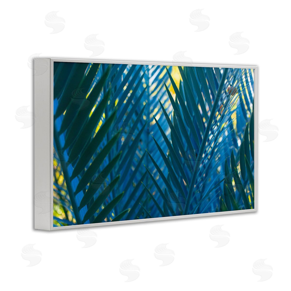 Carol La Barge Blue Palm Fronds White Framed Giclee Wall Art Print