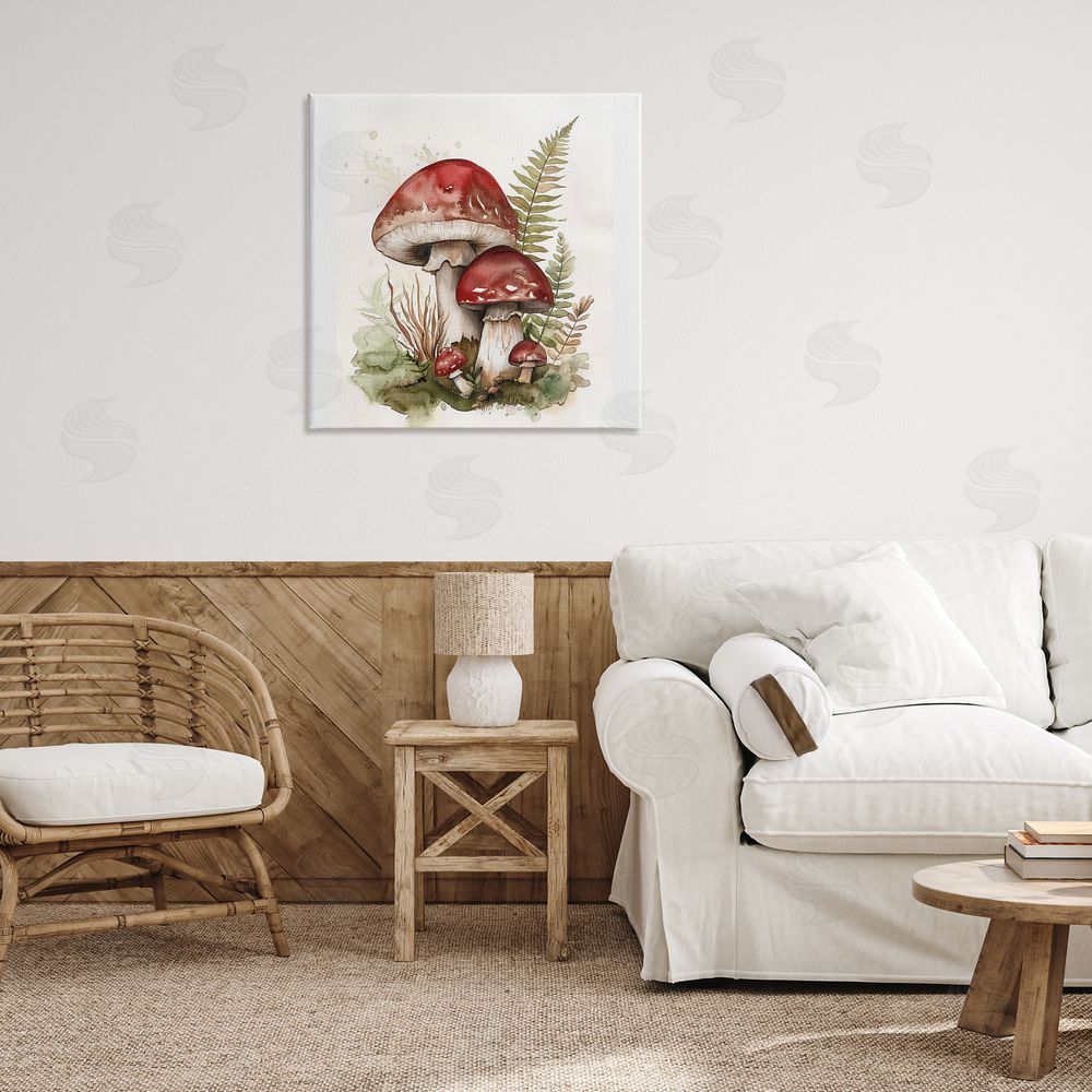Lazar Studio Enchanted Forest Mushrooms Canvas Wall Art Print in Room