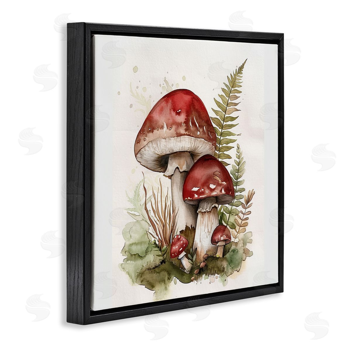 Lazar Studio Enchanted Forest Mushrooms Black Floating Frame Canvas Wall Art Print