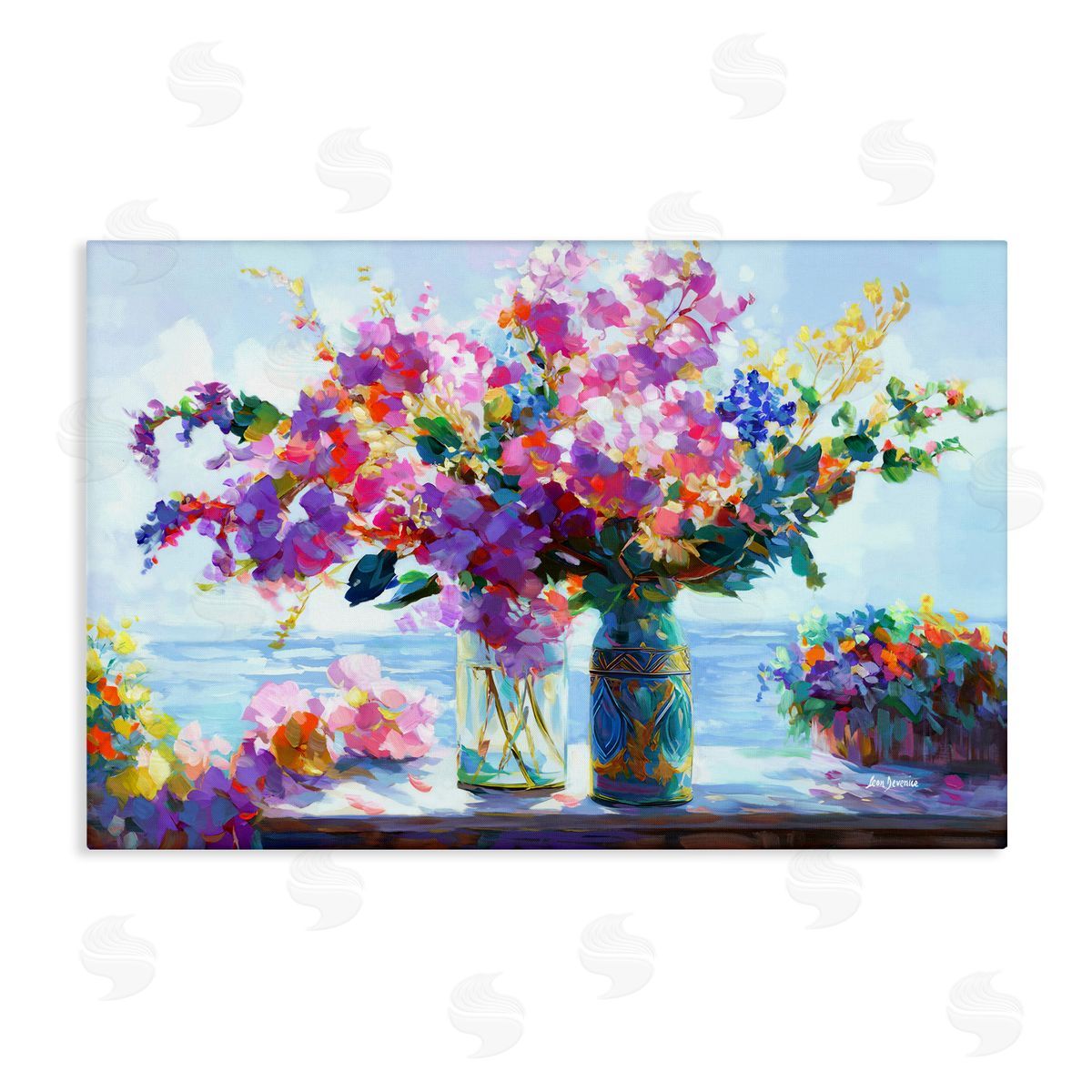 Ocean Breeze Blossoms Canvas Wall Art, Home Decor by Leon Devenice