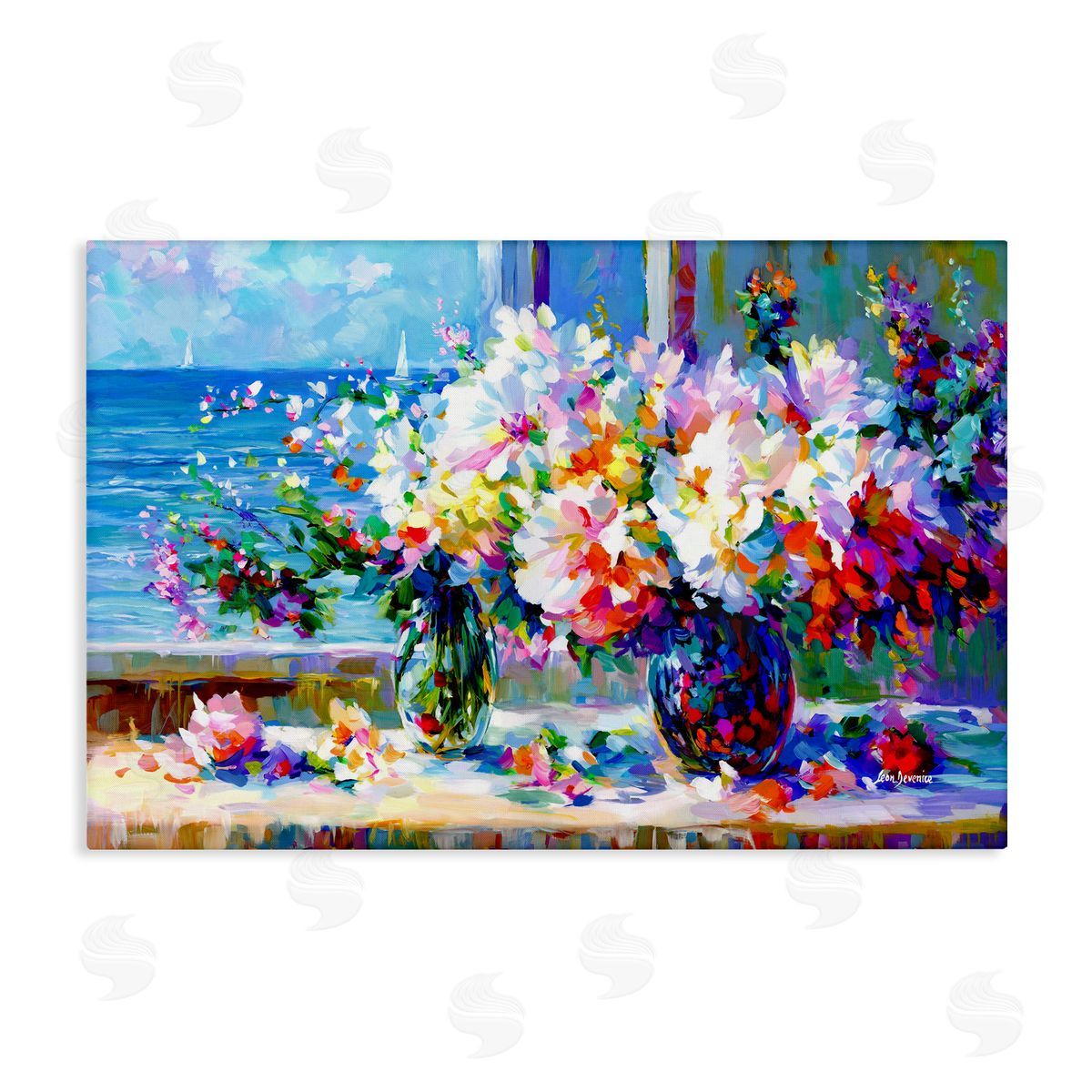 Blossoms By The Sea Canvas Wall Art, Home Decor by Leon Devenice