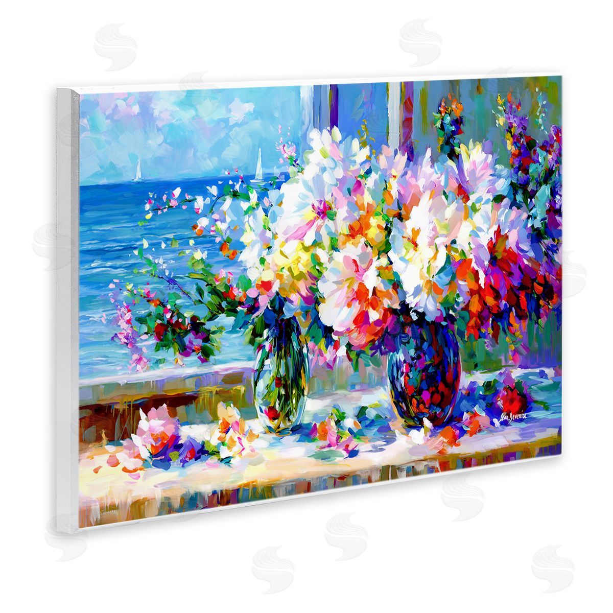 Blossoms By The Sea Wood Plaque Wall Art, Home Decor by Leon Devenice