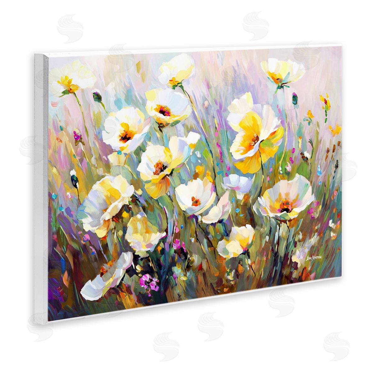 Sunlit Petals Embrace Wood Plaque Wall Art, Home Decor by Leon Devenice
