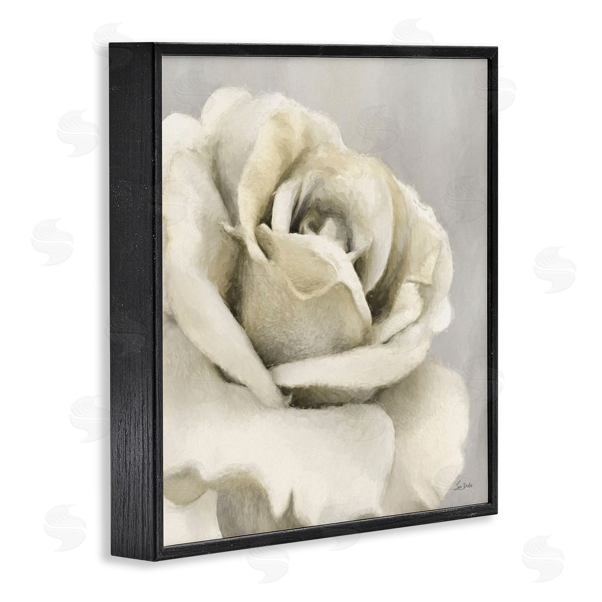 Curling Rose Petals Black Frame Print Wall Art, Home Decor by Lori Deiter