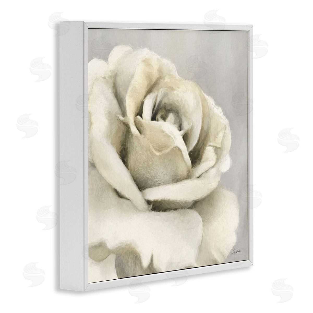 Curling Rose Petals White Frame Print Wall Art, Home Decor by Lori Deiter