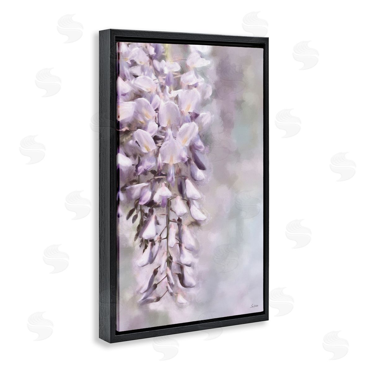 Soft Foxglove Petals Black Floating Frame Canvas Wall Art, Home Decor by Lori Deiter