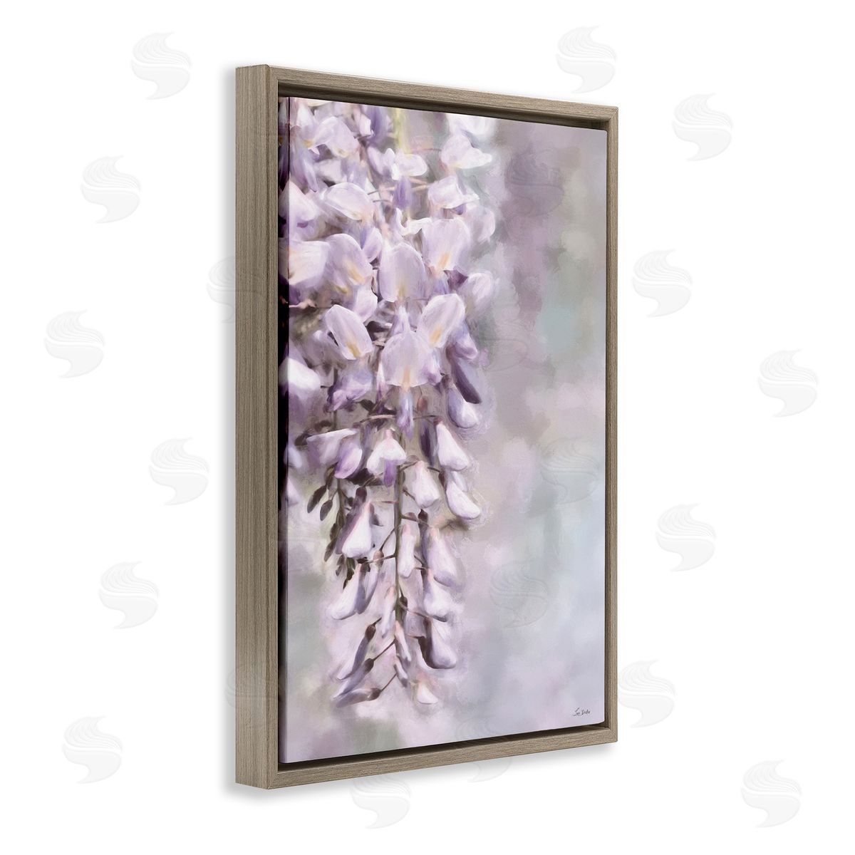 Soft Foxglove Petals Brown Floating Frame Canvas Wall Art, Home Decor by Lori Deiter